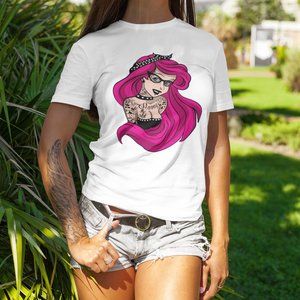 Tattooed Ariel Unisex White T-Shirt